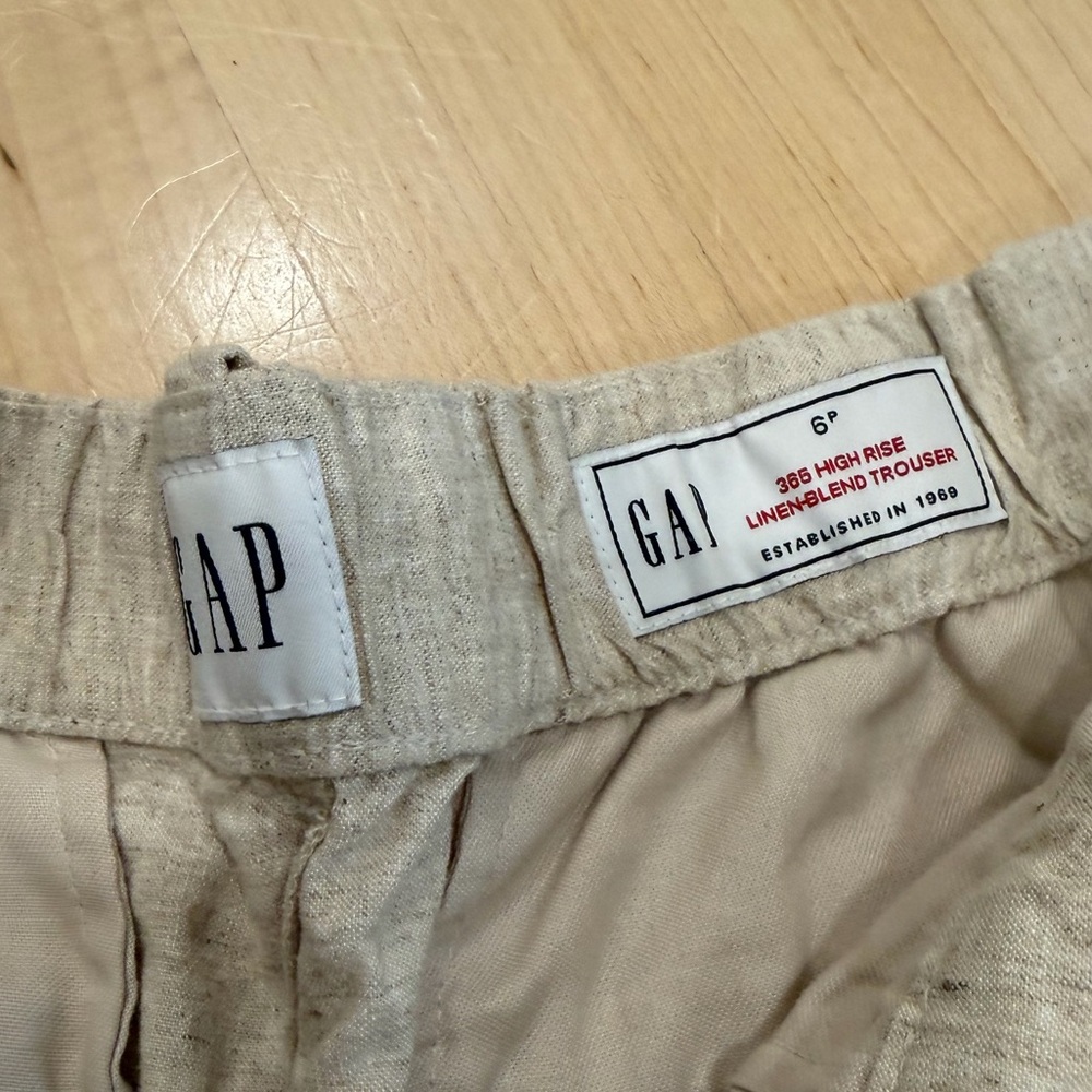 GAP Linen-Blend High Rise Trousers in Natural Beige - Picture 5 of 7
